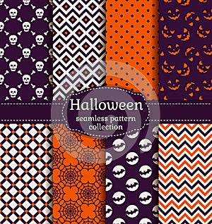 Halloween seamless patterns. Vector set.