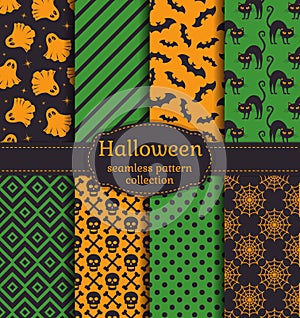 Halloween seamless patterns. Vector set.