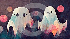 Halloween season festival haunted house ghost background. Digital painting.