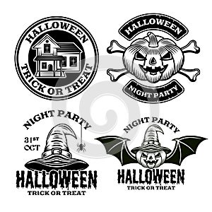 Halloween set of vector emblems, badges or logos