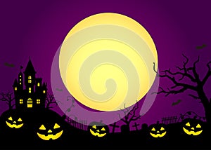 Halloween silhouette background vector illustration. Poster flyer template design