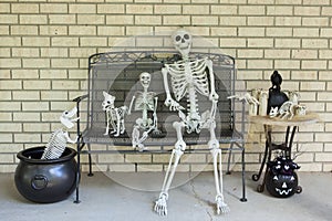 Halloween skeleton grouping on porch
