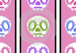 Halloween skulls seamless cartoon flower doodle pattern for wrapping paper and clothes print and kids and fabrics