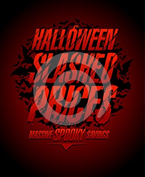 Halloween slashed prices vector sale poster photo