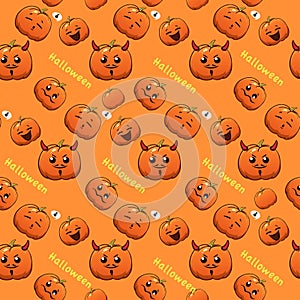 Halloween smiles set with pumpkins.