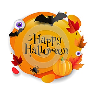 Halloween Speech Bubble With Autumn Leaves White Background