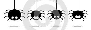 Halloween spider`s web vector. black spider on white background. danger insect. horror banner, scary poster. cobweb isolated