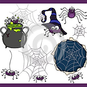 Halloween spider set digital elements