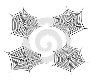 Halloween spider web, cobweb symbol, icon set. vector illustration on white background.