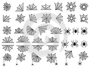 Halloween spider web and spiders