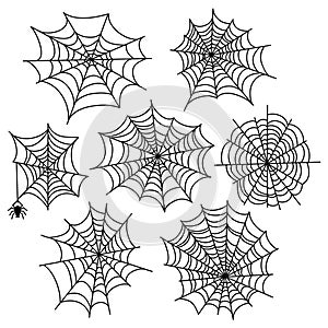 Halloween spider web vector set. Cobweb decoration elements
