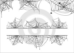 Halloween spiderweb vector border. Cobweb corner frame background isolated on white photo