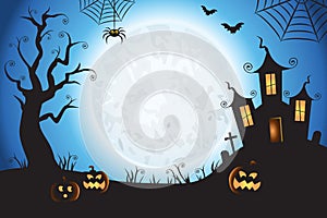 Halloween Spooky Blue Vector Scene Background 1