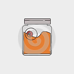 Halloween spooky embalmed eyes in glass jar outline colored icon