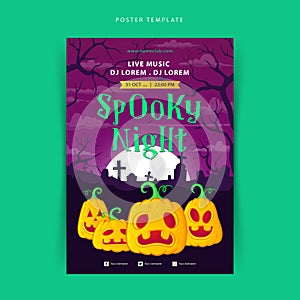 Halloween Spooky night poster with the pumpkins