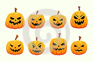 Halloween spooky Pumpkin cartoon illustration. Graphic design for the decoration of gift certificates, banners and flyer