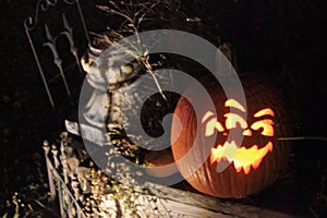 Halloween spooky pumpkin eerie  scary jackolatern photo