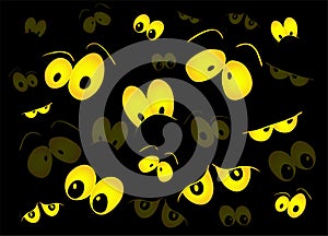 Halloween spooky scary eyes vector design isolated on black ba