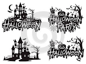 Halloween stickers and labels black color illustration