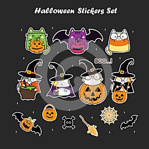 Halloween Stickers set Cat Costume Party