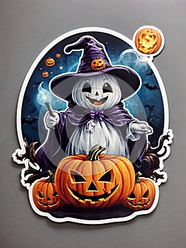 Halloween stickers wearing like a witch