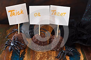 Halloween Sweets treak or treat brigadeiro, spider, witch hat