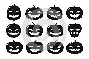 Halloween symbol. Pumpkin icon set. Silhouette vector