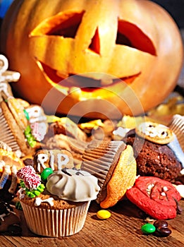 Halloween table with trick or treat