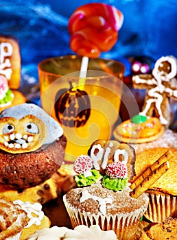 Halloween table with trick or treat
