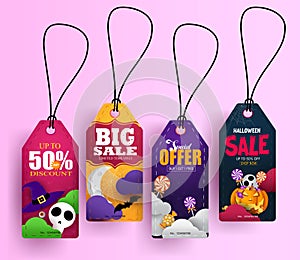 Halloween tags sale vector set design. Halloween discount card tag and sticker lay out collection