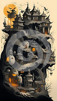 Halloween theme party illustration darkness evil