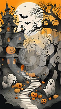 Halloween theme party illustration darkness evil