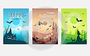 Halloween time background concept border for design. Landscape template of flayer, magazines, posters, book cove