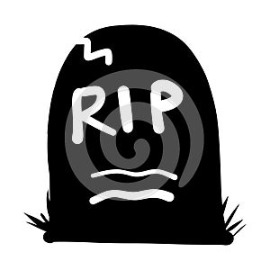 Halloween Tombstone Icon with Grass