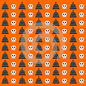 Halloween Tombstones and Skulls Background Pattern Texture