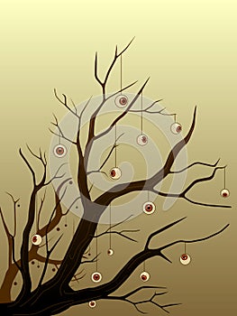 Halloween tree with eyeball ornaments