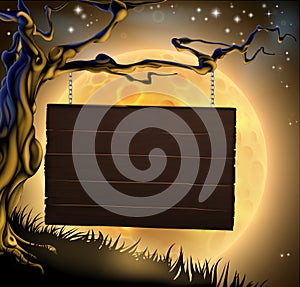 Halloween Tree Sign Background