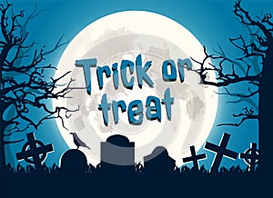 Halloween trick or treat banner with tombstone.