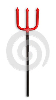 Halloween Trident, pitchfork isolated on white background clipping path for kid devil costume holiday party photo