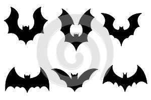Halloween vampire bats silhouette set