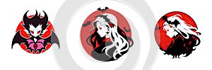 Halloween Vampire Logo 2D AI Generated