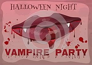 Halloween vampire party. Feminine lips in blood