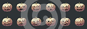Halloween vector art of pumpkins with comics dots