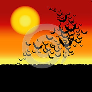 Halloween vector background with bats.