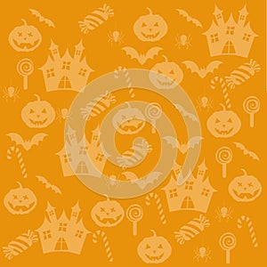 Halloween vector background with copy space. orange background