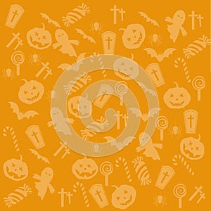 Halloween vector background with copy space. orange background