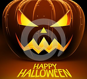 Halloween vector background with scary pumpkin and lights of horror