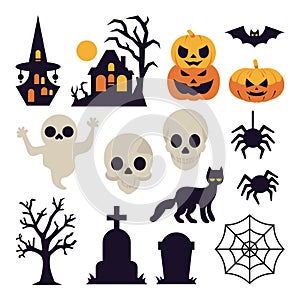 Halloween Vector Illustration Collection Spooky Halloween Elements Vectors for Your Halloween Needs