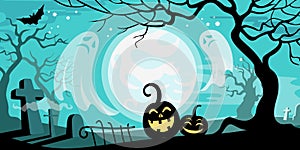 Halloween vector illustration concept template scary graveyard