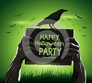 Halloween vector illustration dead man's arms from